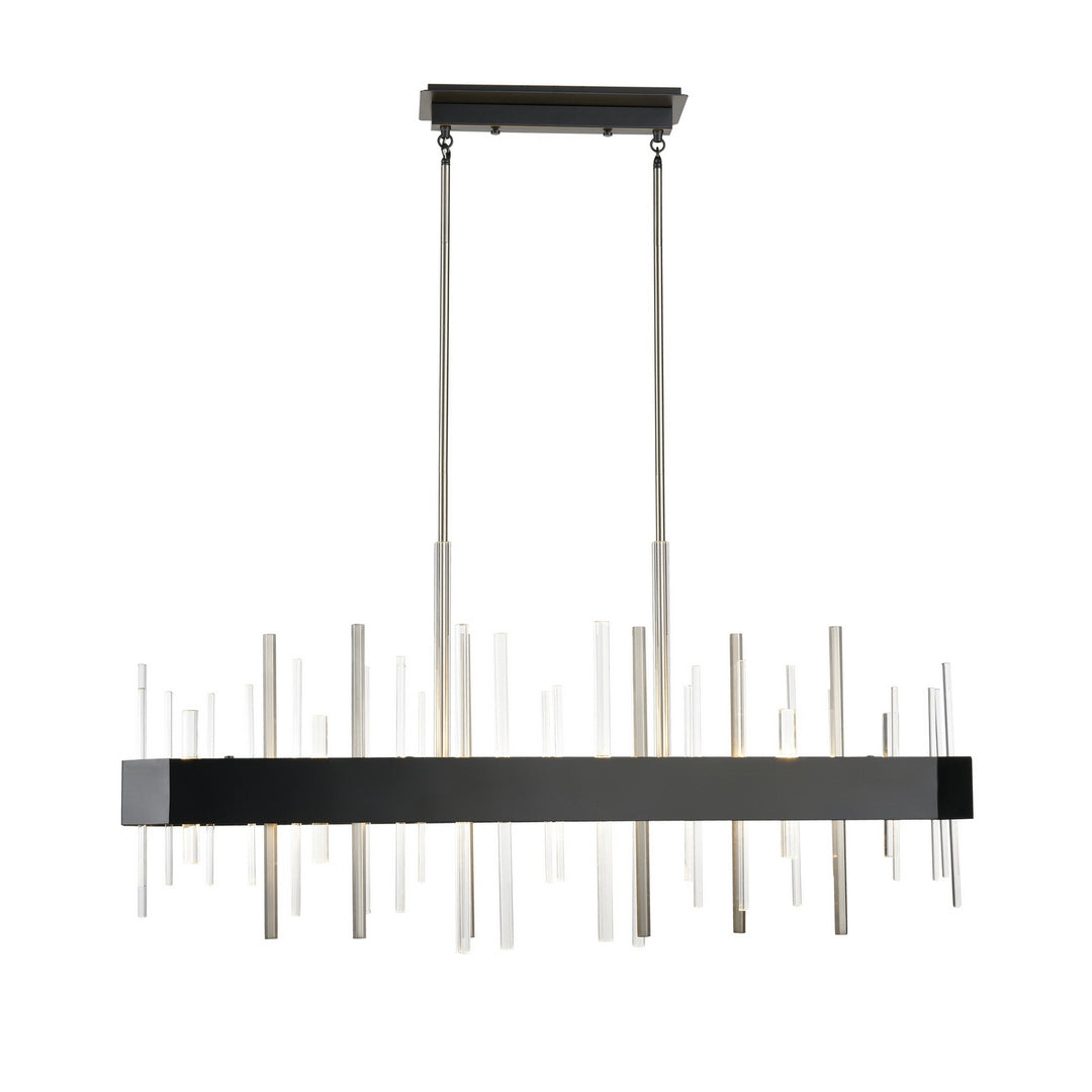 Crystal Boulevard LED Linear Pendant in Satin Nickel/Graphite w/Optic Glass Inserts - available from The Lighting Shoppe, trusted by Canadian homeowners