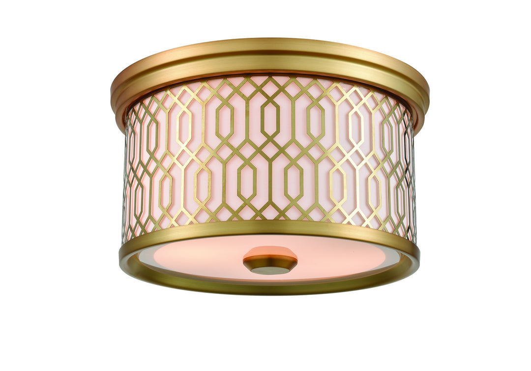 DVI Canada - DVP33932VBR-SW - Two Light Flush Mount - Tortona - Venetian Brass w/Sateen White Shade