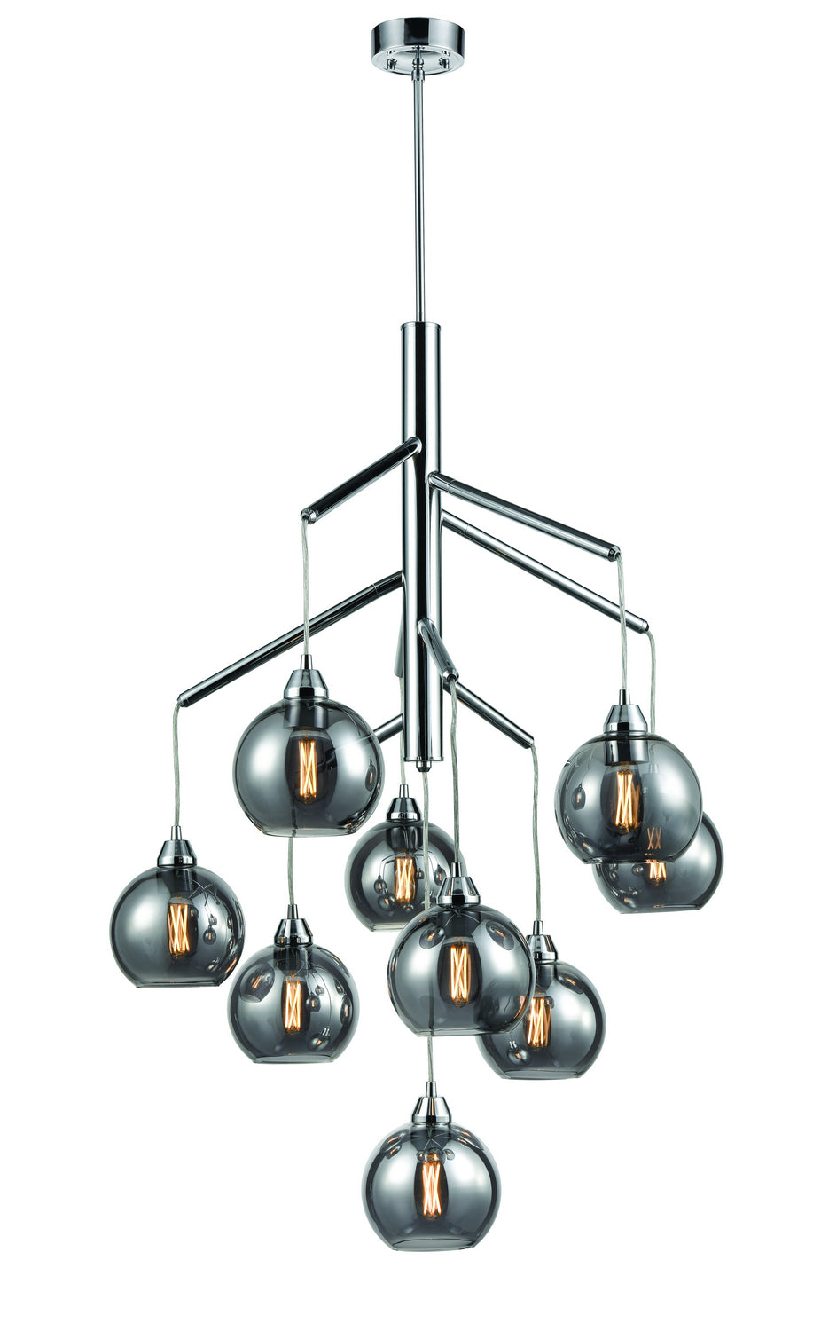 Andromeda Nine Light Foyer Pendant in Chrome With Smoke Glass - available from The Lighting Shoppe, trusted by Canadian homeowners