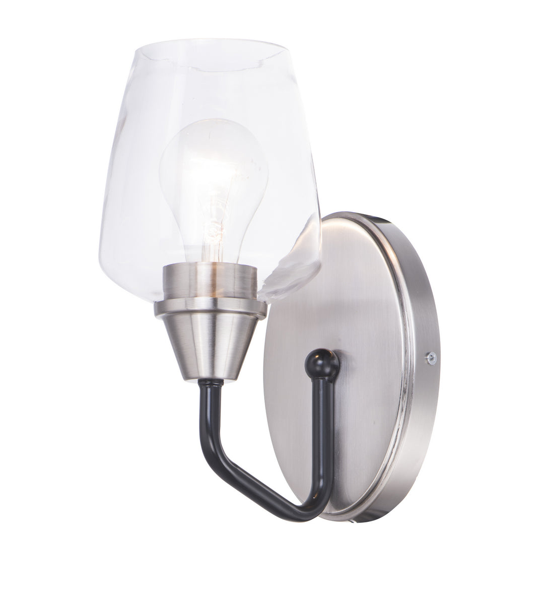 Goblet One Light Wall Sconce in Black / Satin Nickel