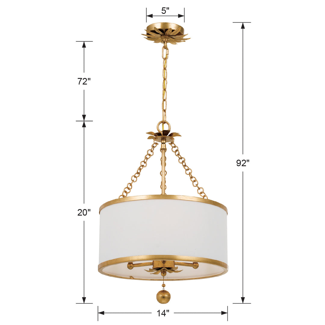 Crystorama - 513-GA - Three Light Chandelier - Broche - Antique Gold