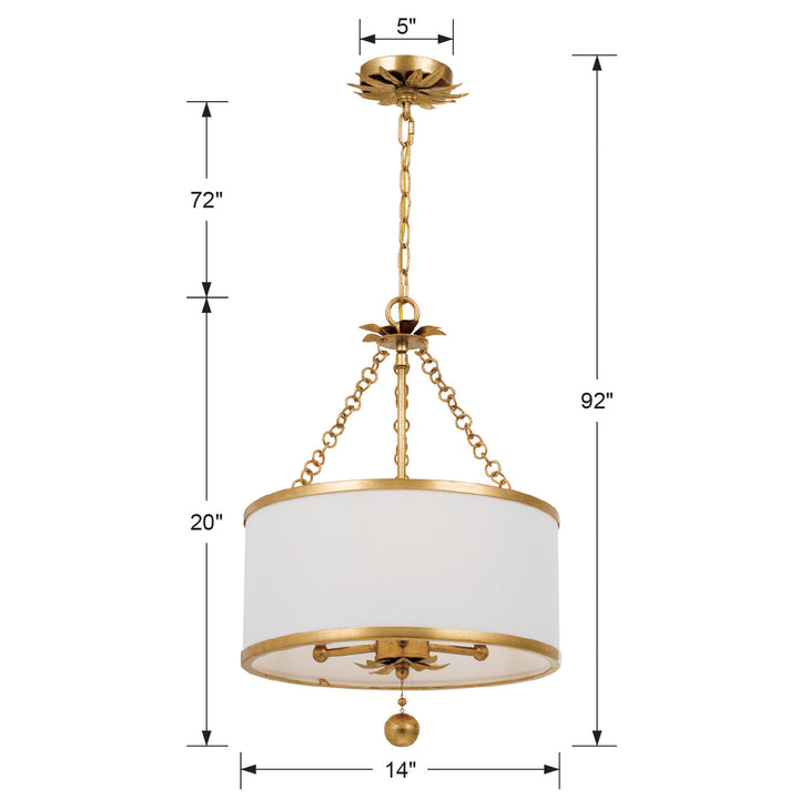 Crystorama - 513-GA - Three Light Chandelier - Broche - Antique Gold