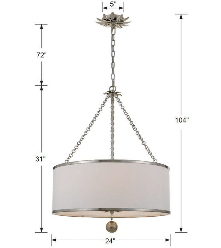 Crystorama - 518-SA - Six Light Chandelier - Broche - Antique Silver