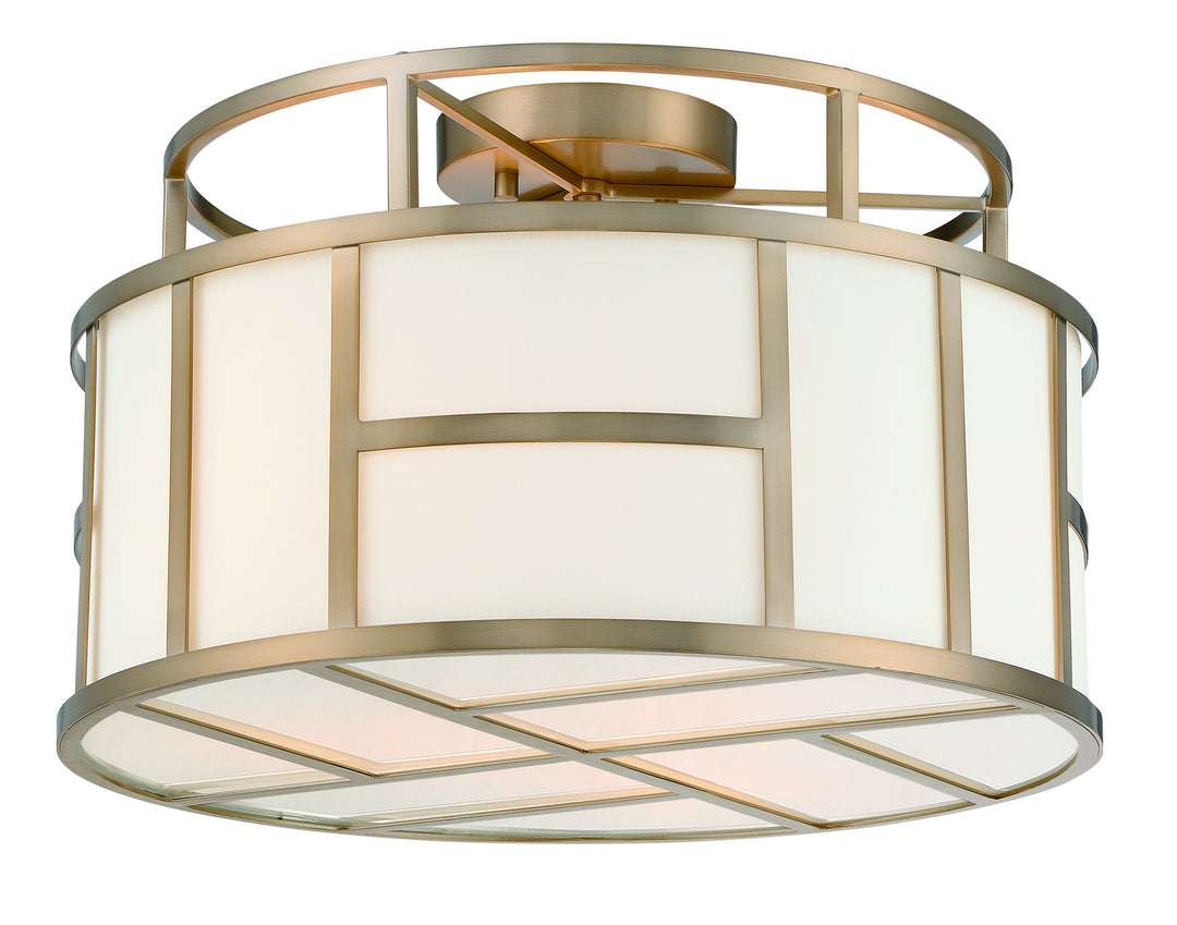 Danielson Three Light Semi Flush Mount in Vibrant Gold - available from The Lighting Shoppe, trusted by Canadian homeowners
