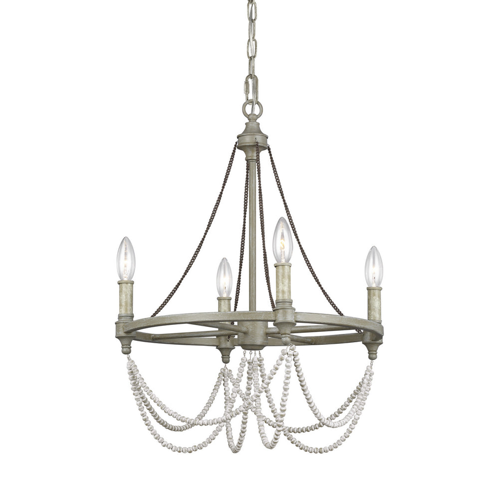 Visual Comfort Studio Canada - F3331/4FWO/DWW - Four Light Chandelier - Beverly - French Washed Oak / Distressed White Wood