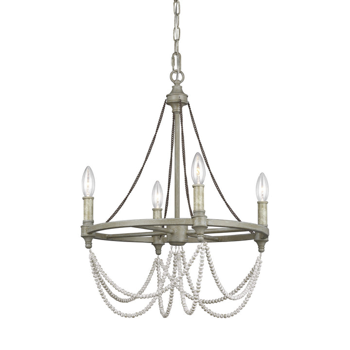 Visual Comfort Studio Canada - F3331/4FWO/DWW - Four Light Chandelier - Beverly - French Washed Oak / Distressed White Wood