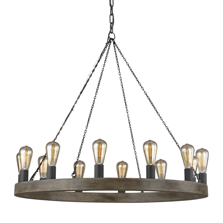 Visual Comfort Studio Canada - F3932/12WOW/AF - 12 Light Chandelier - Avenir - Weathered Oak Wood / Antique Forged Iron