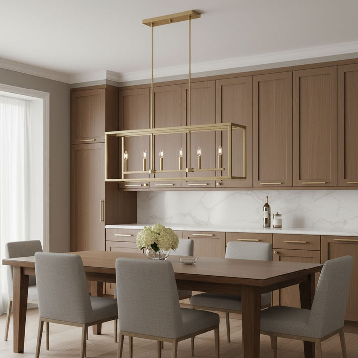Generation Lighting Canada - 6634506-848 - Six Light Island Pendant - Moffet Street - Satin Brass