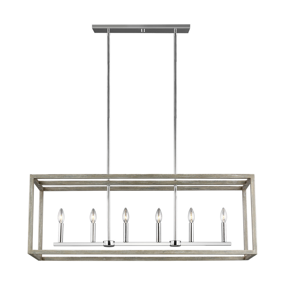 Generation Lighting Canada - 6634506EN-872 - Six Light Island Pendant - Moffet Street - Washed Pine