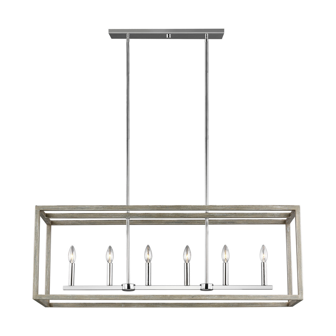 Generation Lighting Canada - 6634506EN-872 - Six Light Island Pendant - Moffet Street - Washed Pine