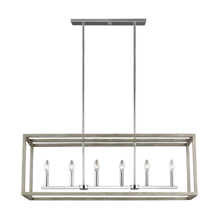 Generation Lighting Canada - 6634506EN-872 - Six Light Island Pendant - Moffet Street - Washed Pine