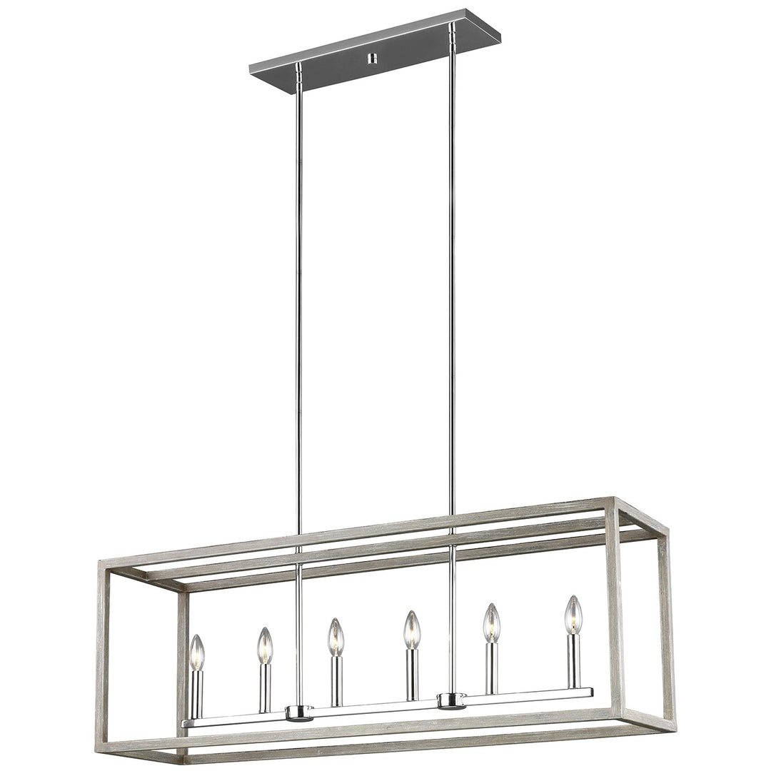 Generation Lighting Canada - 6634506EN-872 - Six Light Island Pendant - Moffet Street - Washed Pine