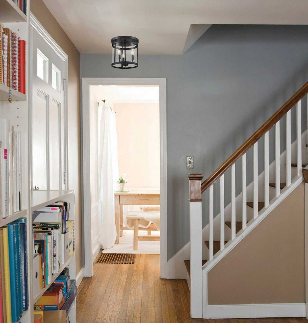 Penrose Three Light Semi-Flush Mount in Black Savoy House