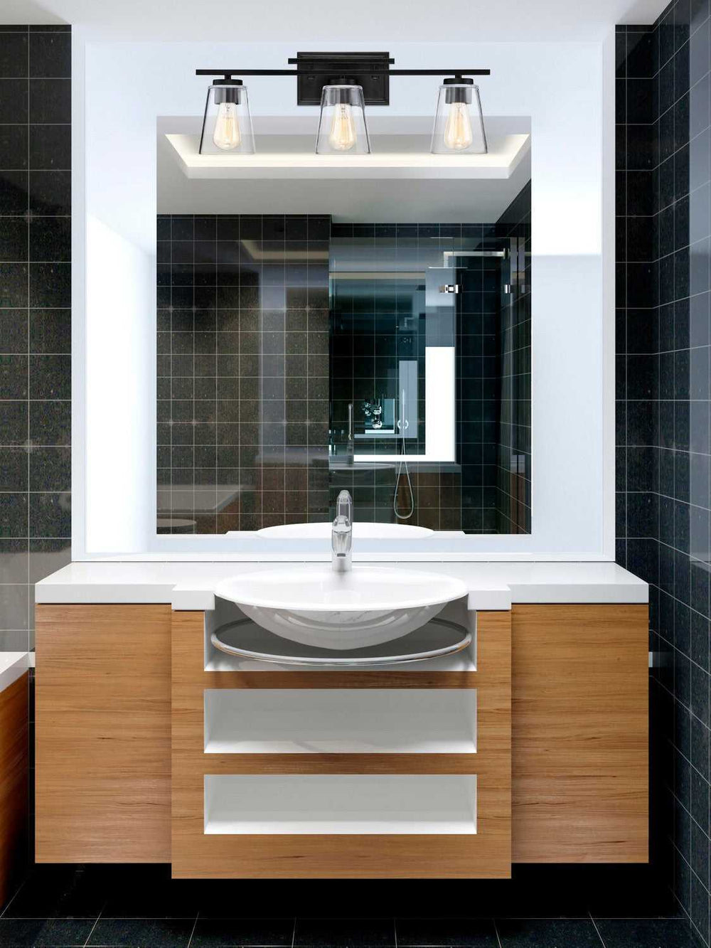 Calhoun Three Light Bath Bar in Black Savoy House