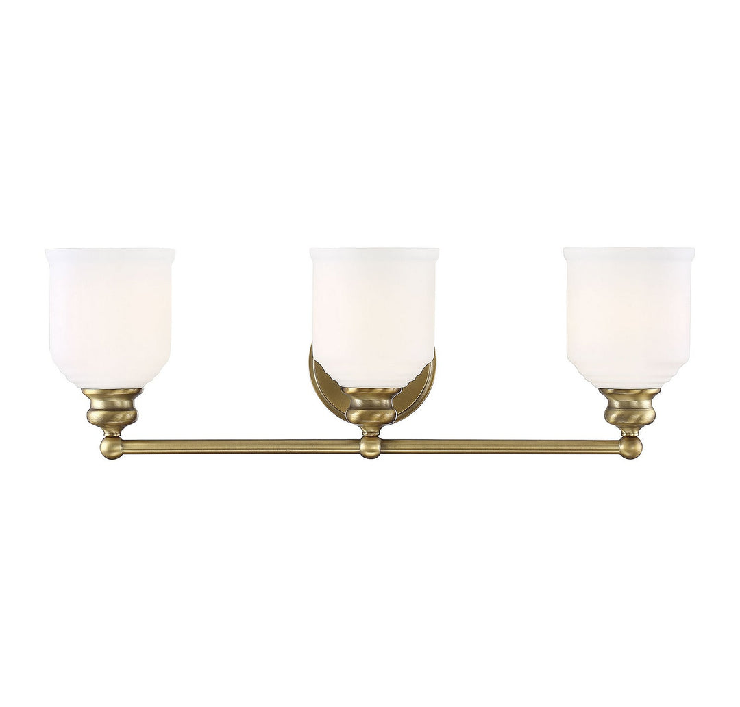 Melrose Three Light Bath Bar in Warm Brass Savoy House