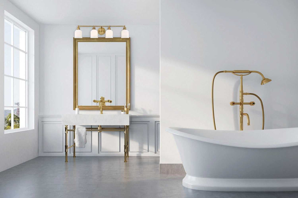 Melrose Four Light Bath Bar in Warm Brass Savoy House