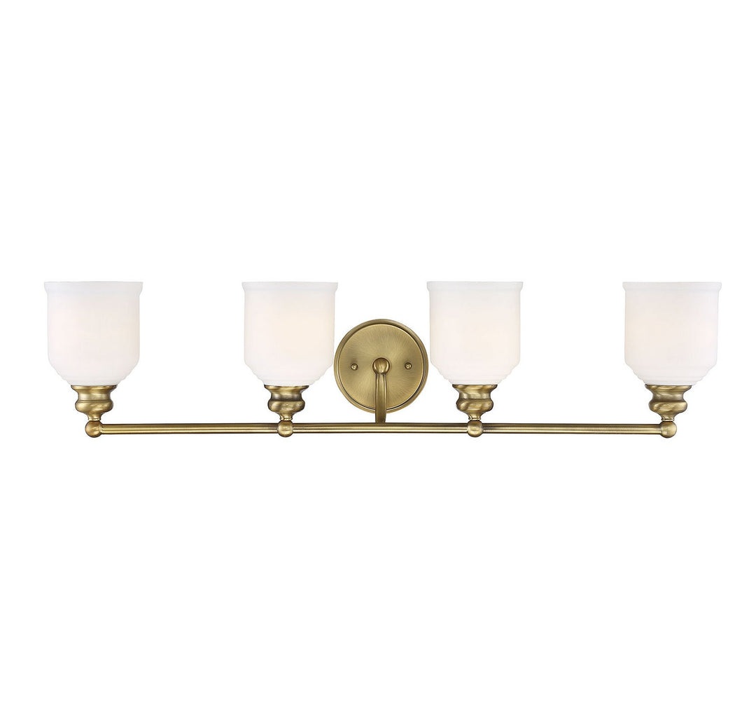 Melrose Four Light Bath Bar in Warm Brass Savoy House
