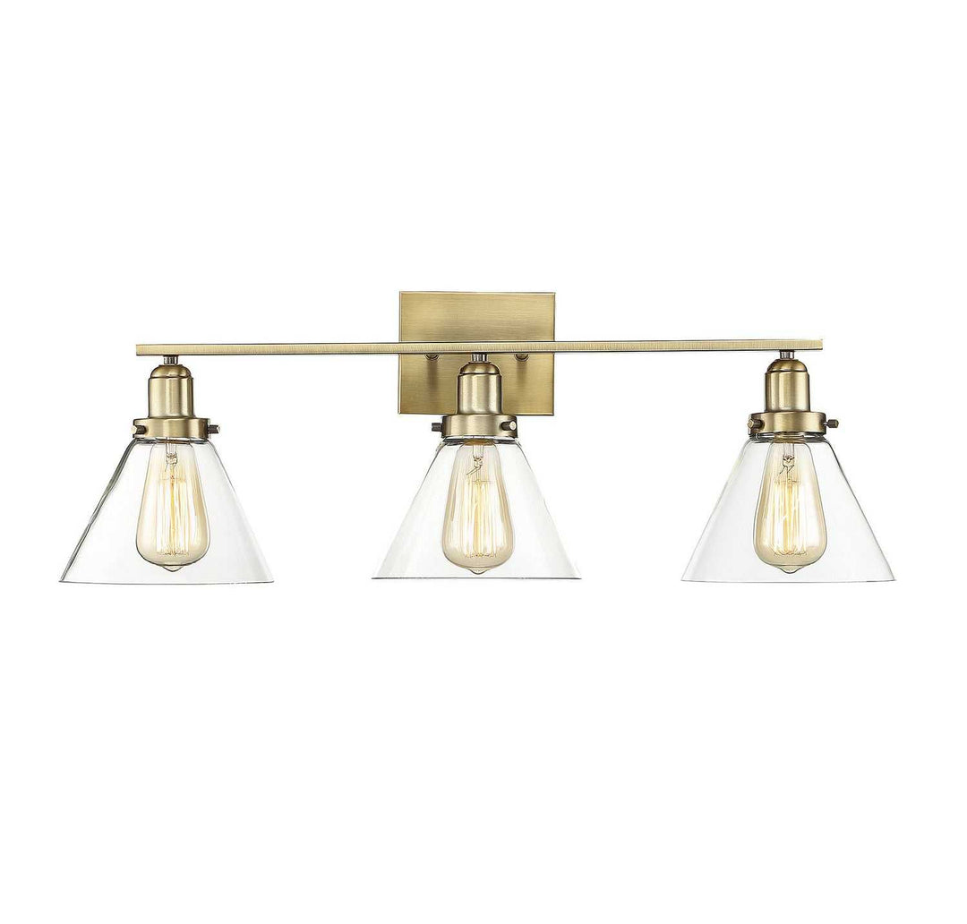 Drake Three Light Bath Bar in Warm Brass Savoy House