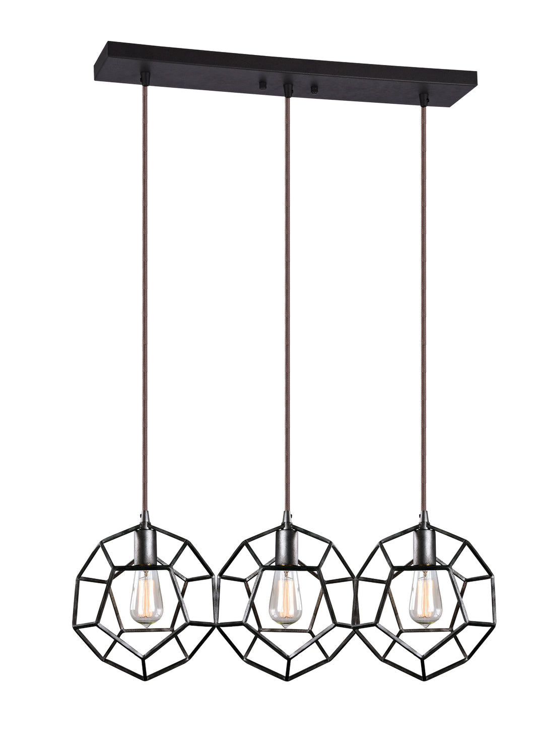 Geometry Series Three Light Pendant in Rusty Black - available from The Lighting Shoppe, trusted by Canadian homeowners