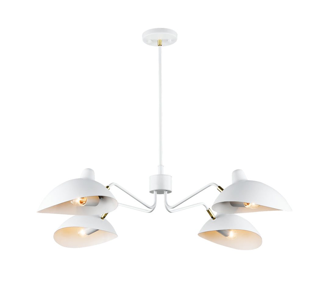 Droid Four Light Pendant in White & Brushed Gold - available from The Lighting Shoppe, trusted by Canadian homeowners
