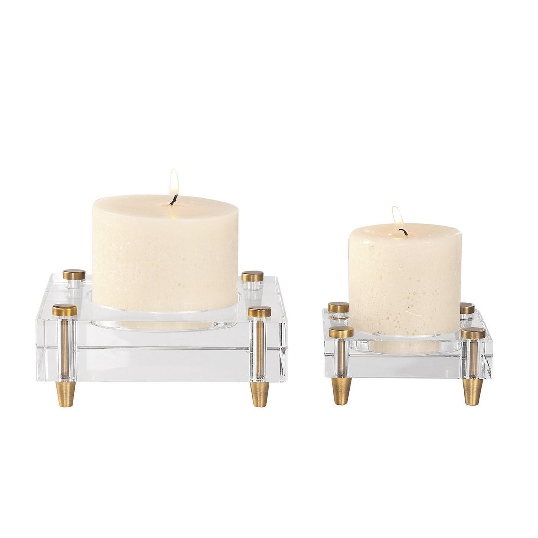 Claire Candleholders, Set/2 in Brass - available from The Lighting Shoppe, trusted by Canadian homeowners