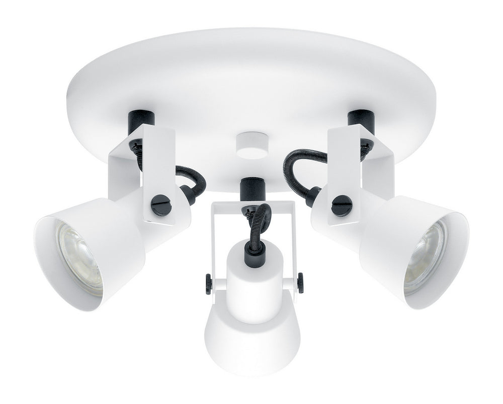 Trillo Three Light Ceiling Track Light in White & Black - available from The Lighting Shoppe, trusted by Canadian homeowners