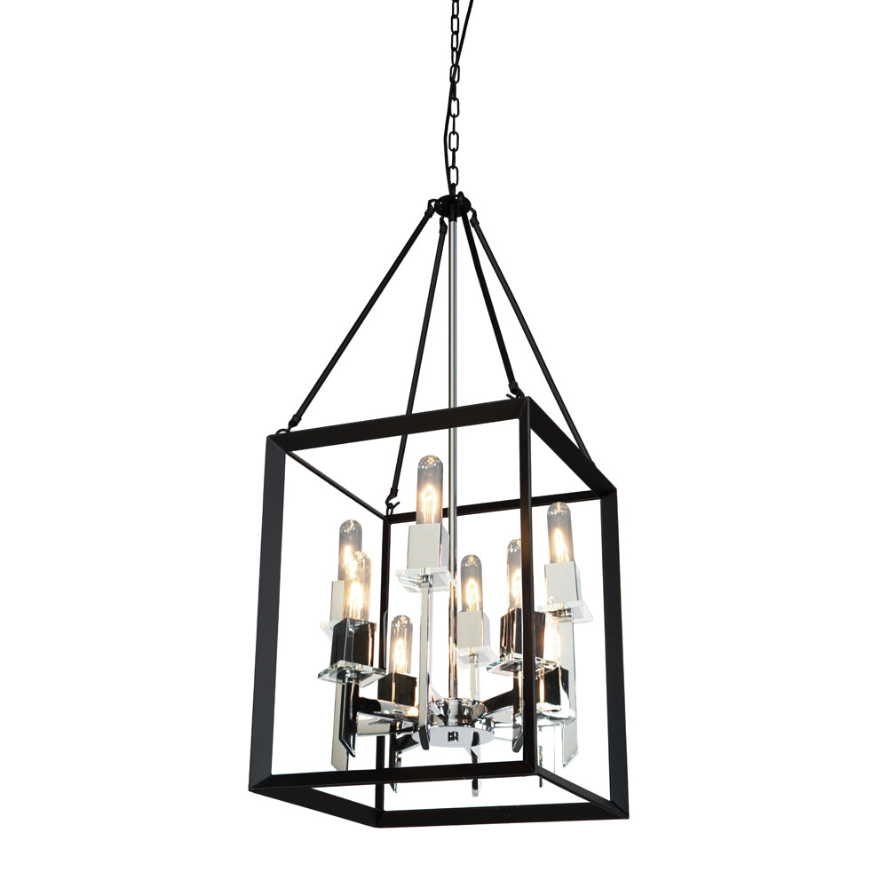 Vineyard Eight Light Chandelier in Black & Chrome - available from The Lighting Shoppe, trusted by Canadian homeowners