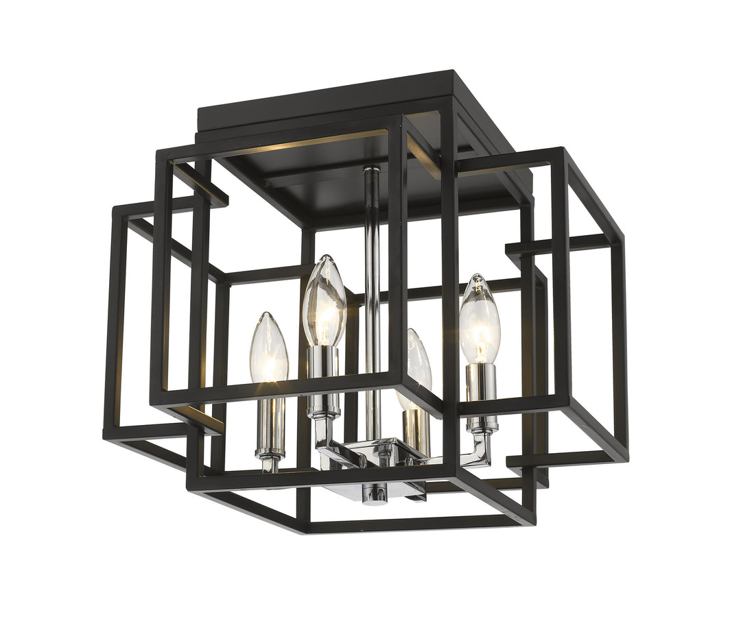 Titania Four Light Flush Mount in Black + Chrome - available from The Lighting Shoppe, trusted by Canadian homeowners