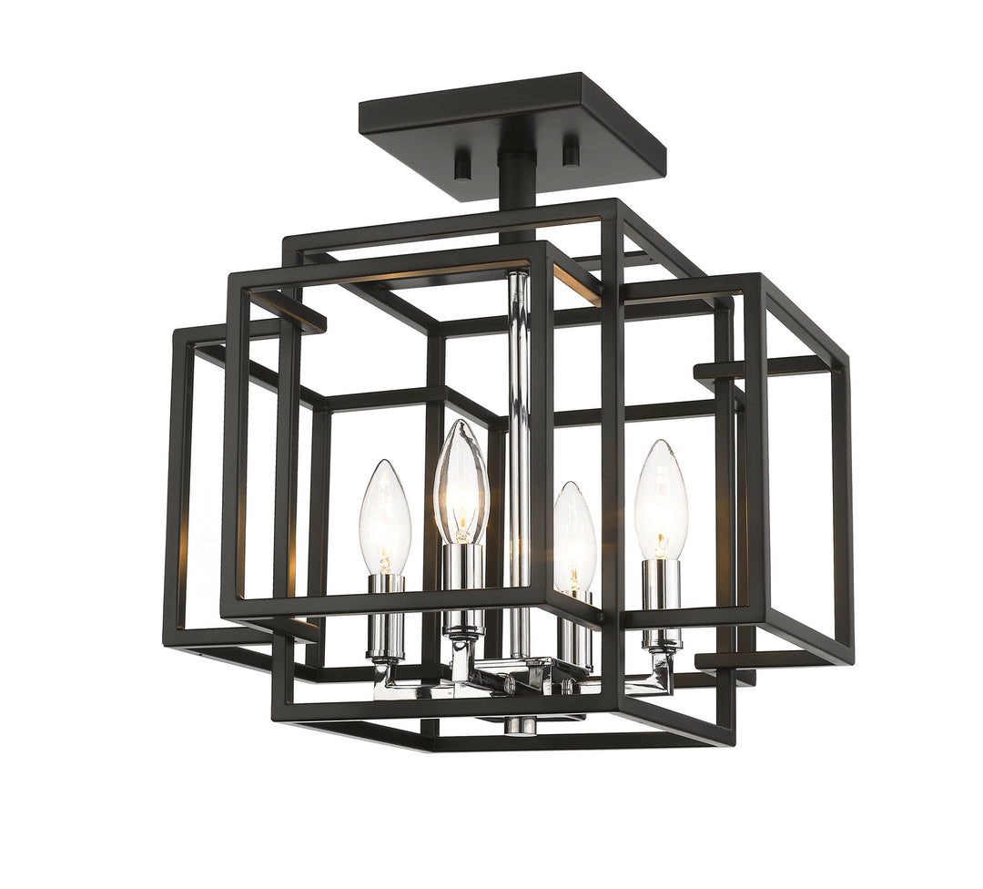 Titania Four Light Semi Flush Mount in Black + Chrome - available from The Lighting Shoppe, trusted by Canadian homeowners