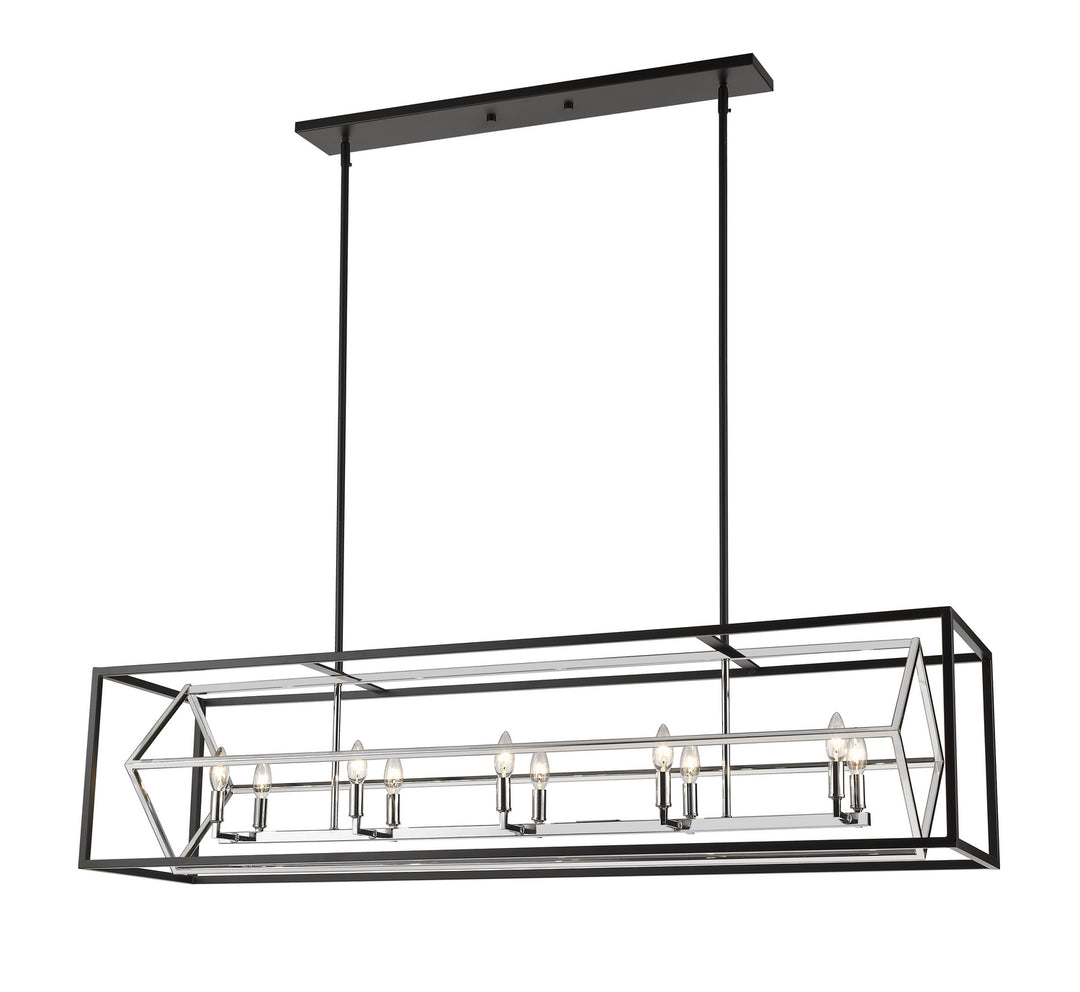 Euclid Ten Light Linear Chandelier in Chrome + Matte Black - available from The Lighting Shoppe, trusted by Canadian homeowners