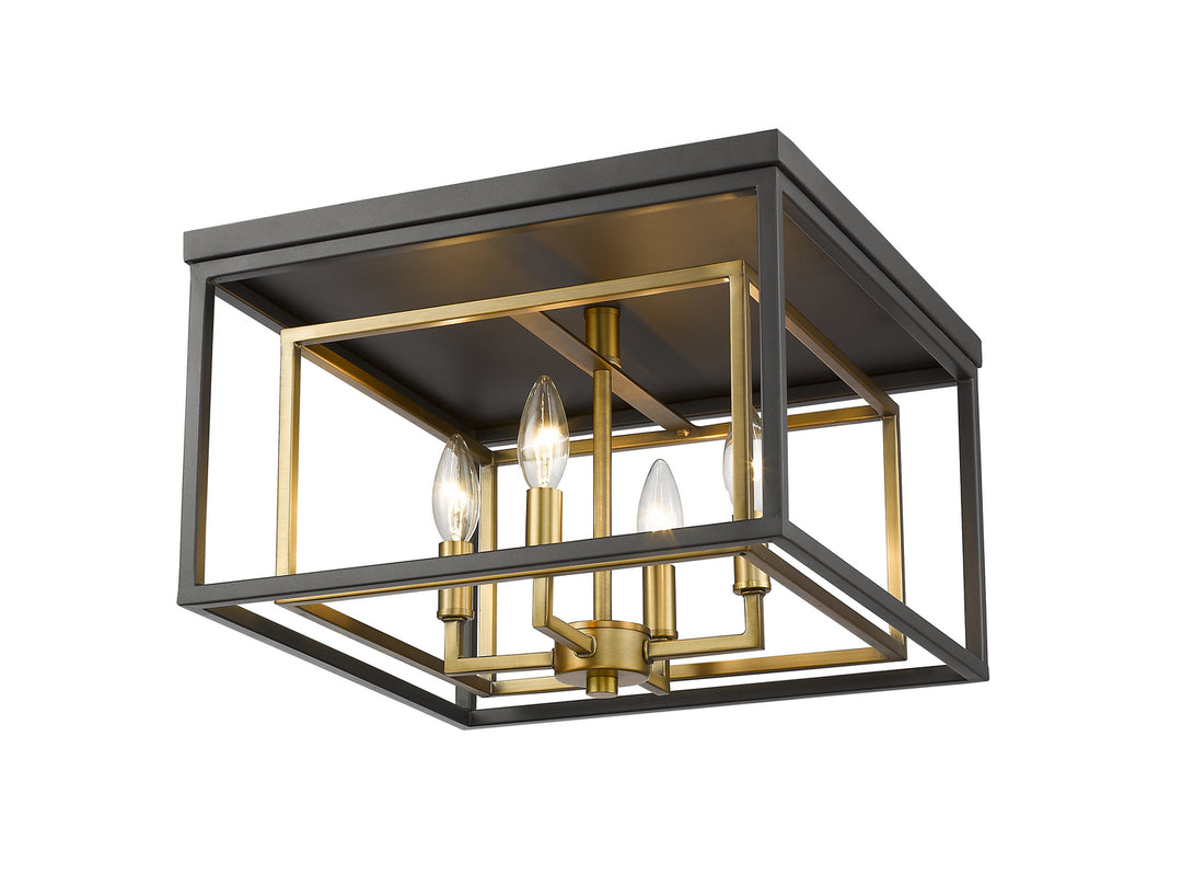 Euclid Four Light Flush Mount in Olde Brass + Bronze - available from The Lighting Shoppe, trusted by Canadian homeowners