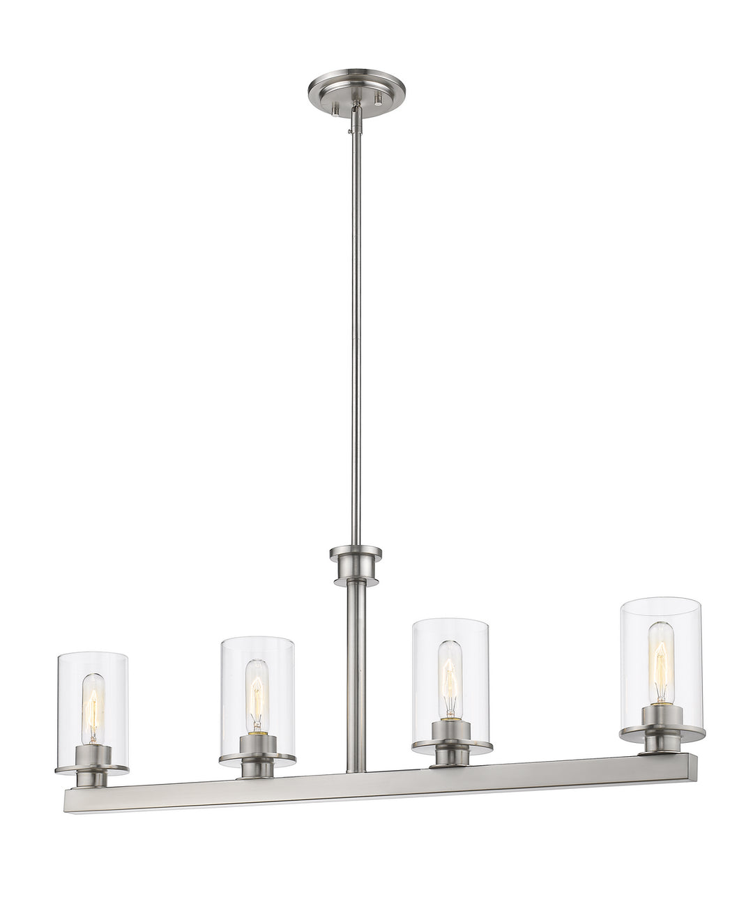 Savannah Four Light Linear Chandelier in Brushed Nickel - available from The Lighting Shoppe, trusted by Canadian homeowners