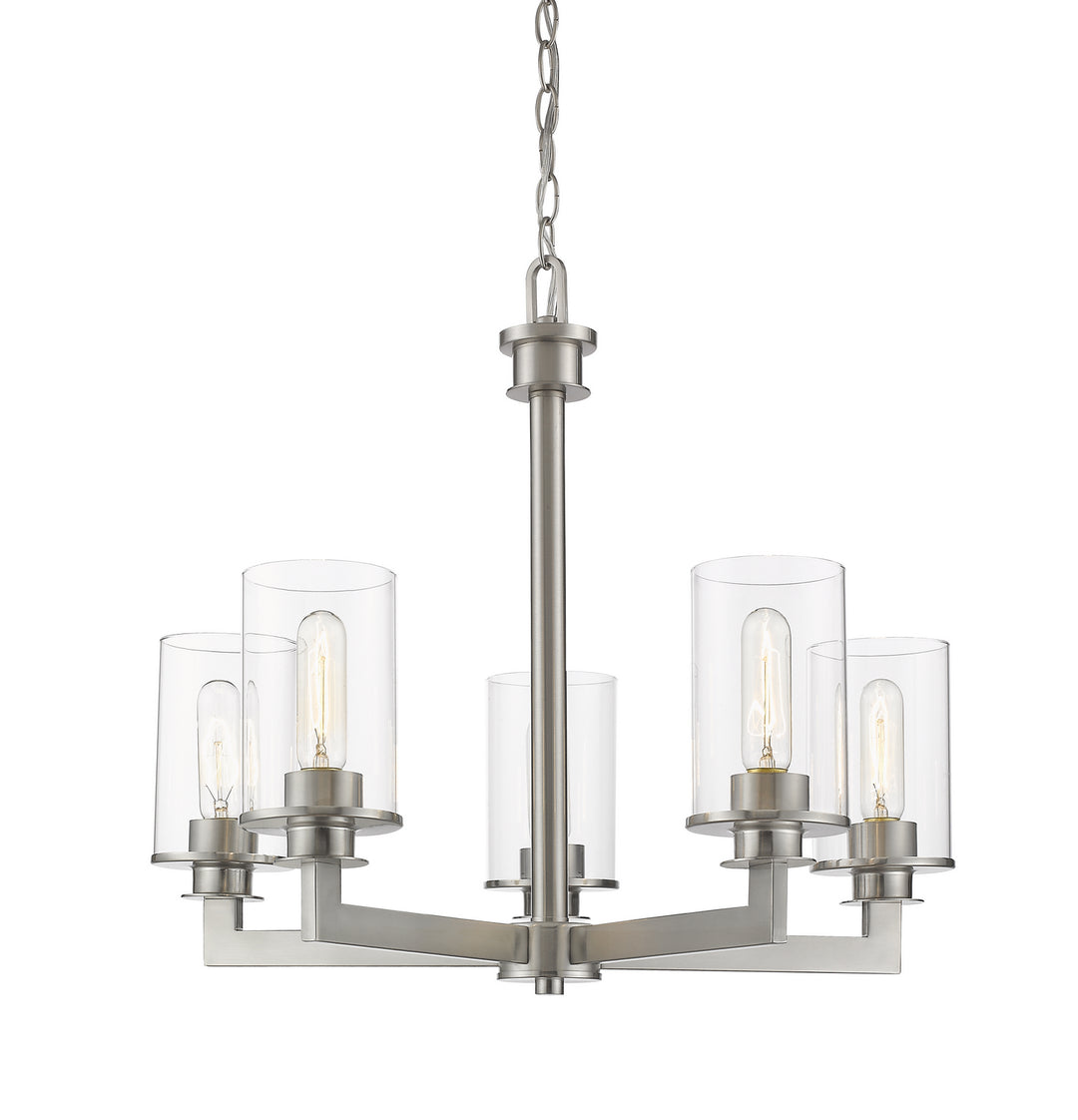 Savannah Five Light Chandelier in Brushed Nickel - available from The Lighting Shoppe, trusted by Canadian homeowners