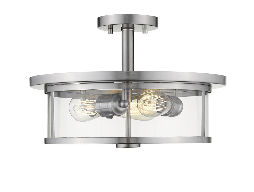 Savannah Three Light Semi Flush Mount in Brushed Nickel - available from The Lighting Shoppe, trusted by Canadian homeowners