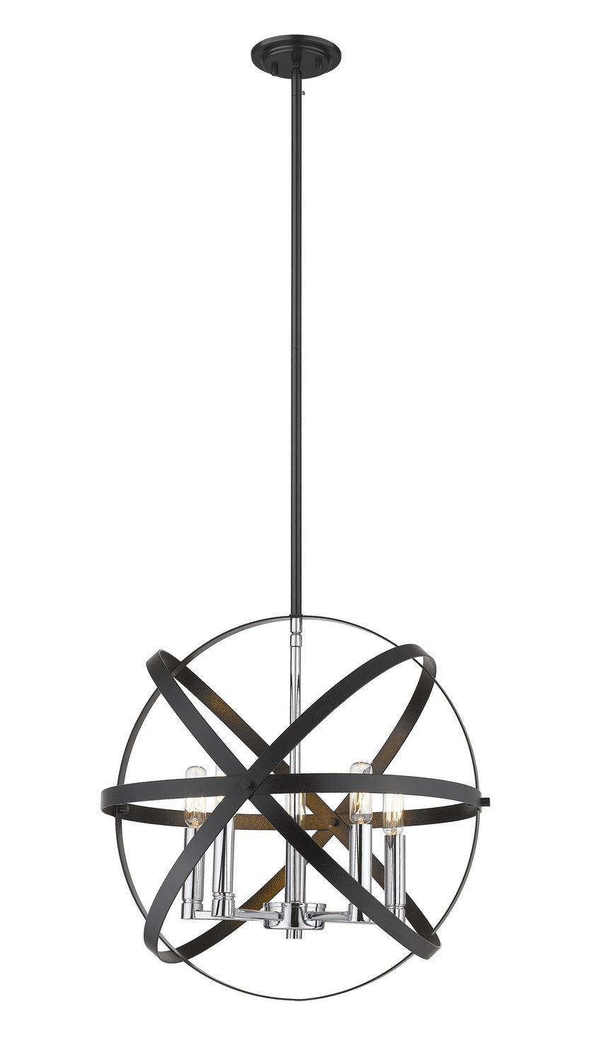 Cavallo Five Light Pendant in Hammered Black + Chrome - available from The Lighting Shoppe, trusted by Canadian homeowners