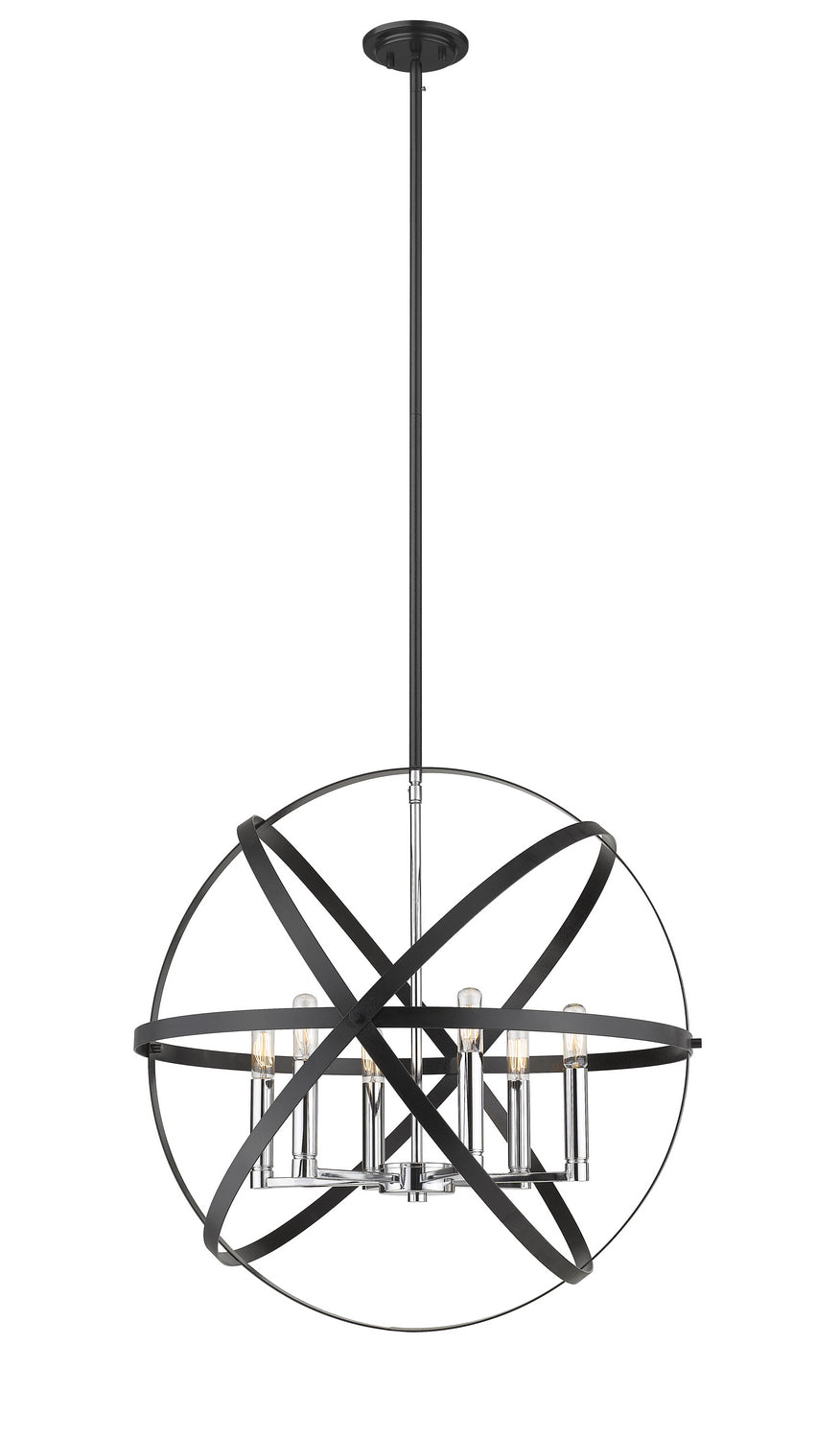 Cavallo Six Light Chandelier in Hammered Black + Chrome - available from The Lighting Shoppe, trusted by Canadian homeowners
