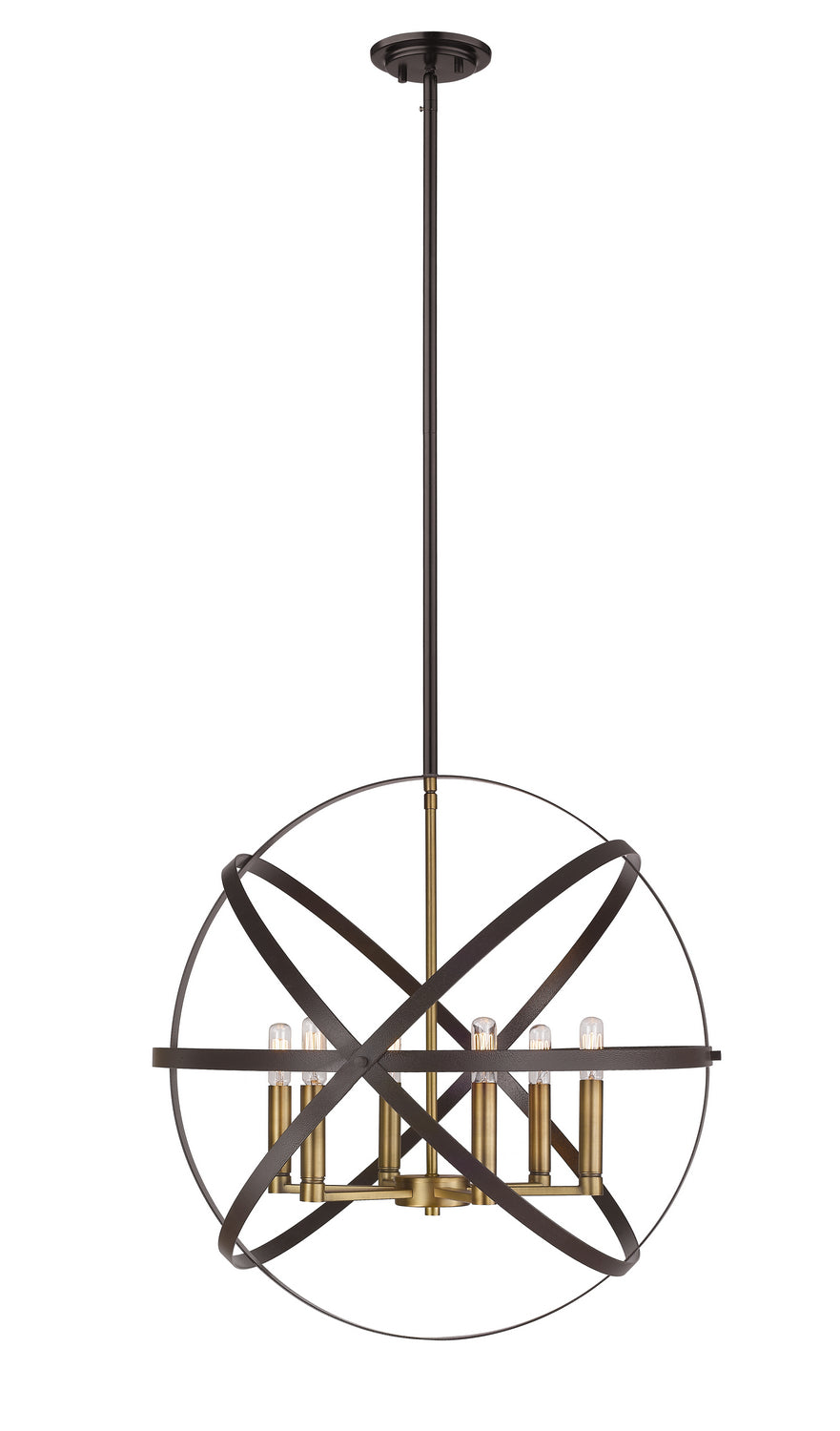 Cavallo Six Light Chandelier in Hammered Bronze + Olde Brass - available from The Lighting Shoppe, trusted by Canadian homeowners