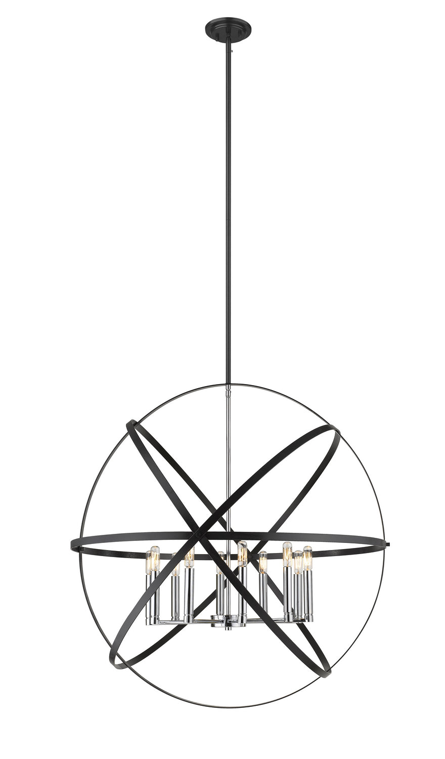 Cavallo Ten Light Chandelier in Hammered Black + Chrome - available from The Lighting Shoppe, trusted by Canadian homeowners