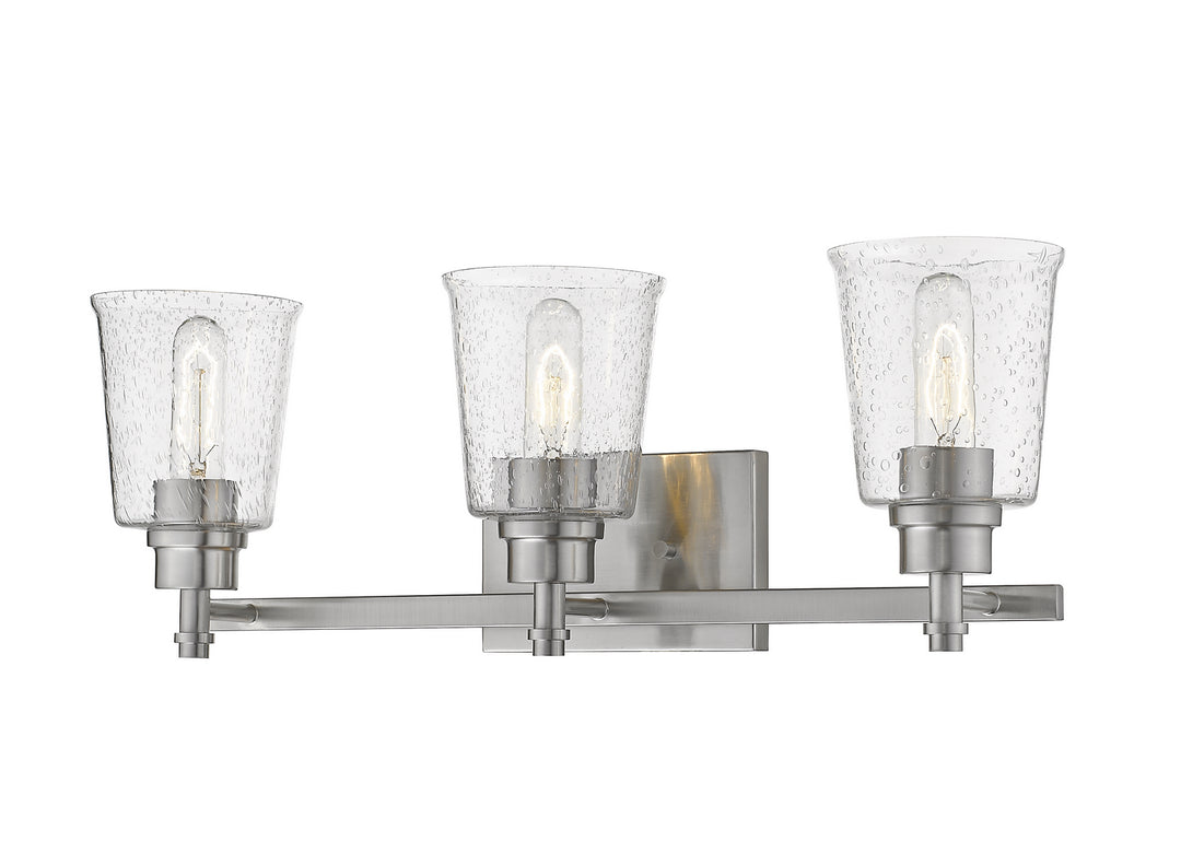 Bohin Three Light Vanity in Brushed Nickel - available from The Lighting Shoppe, trusted by Canadian homeowners