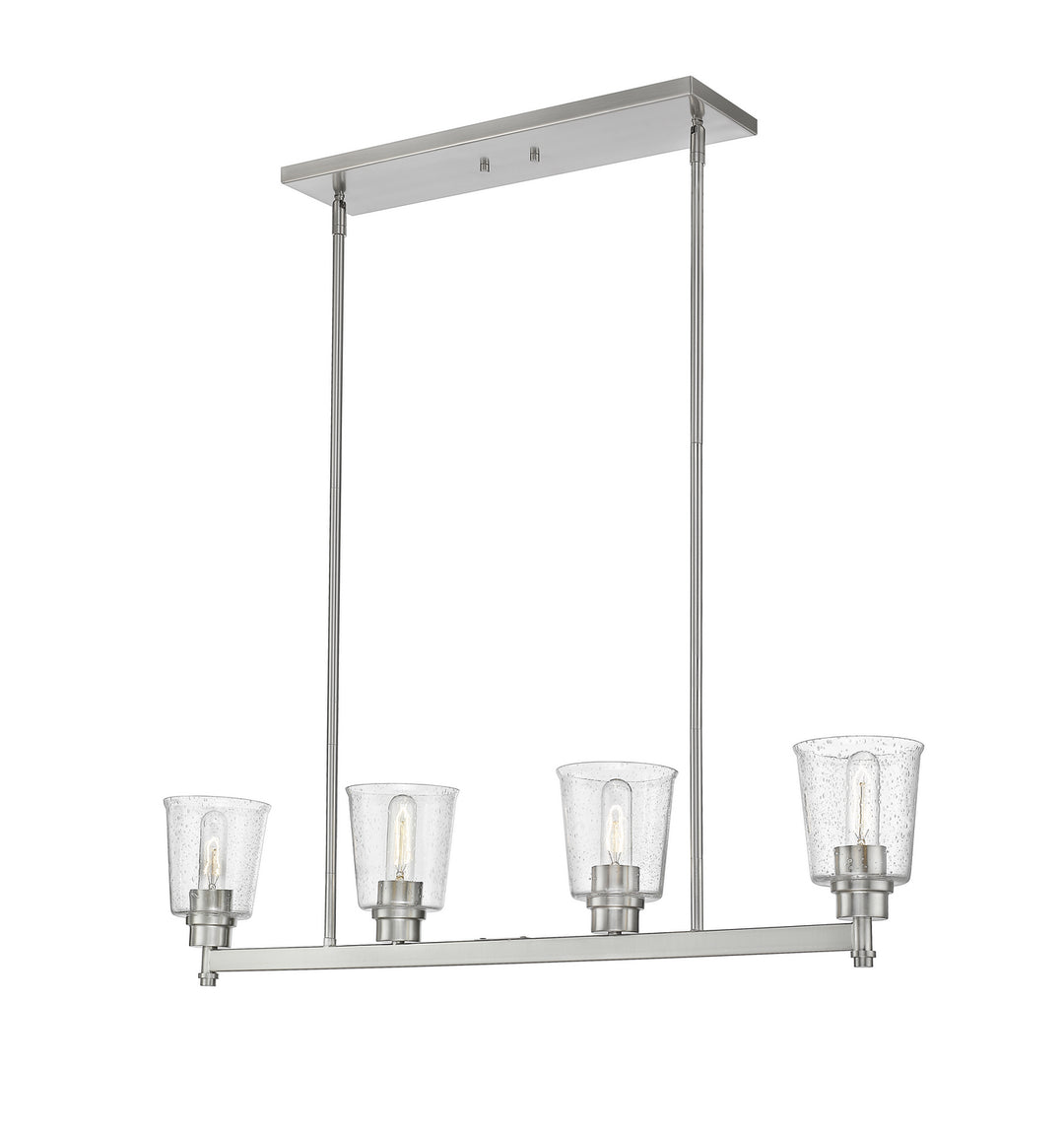 Bohin Four Light Linear Chandelier in Brushed Nickel - available from The Lighting Shoppe, trusted by Canadian homeowners