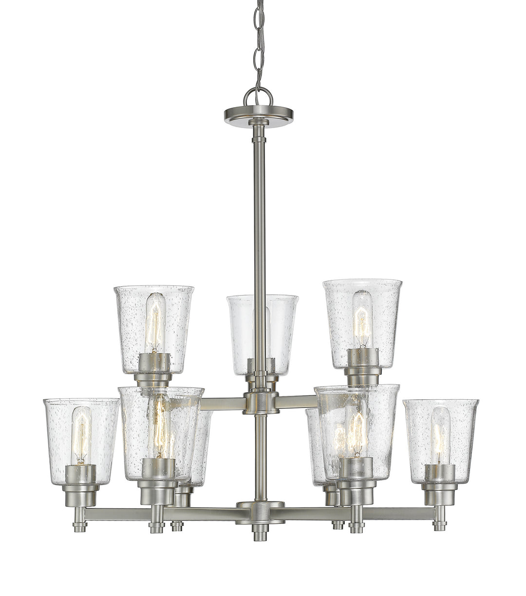 Bohin Nine Light Chandelier in Brushed Nickel - available from The Lighting Shoppe, trusted by Canadian homeowners