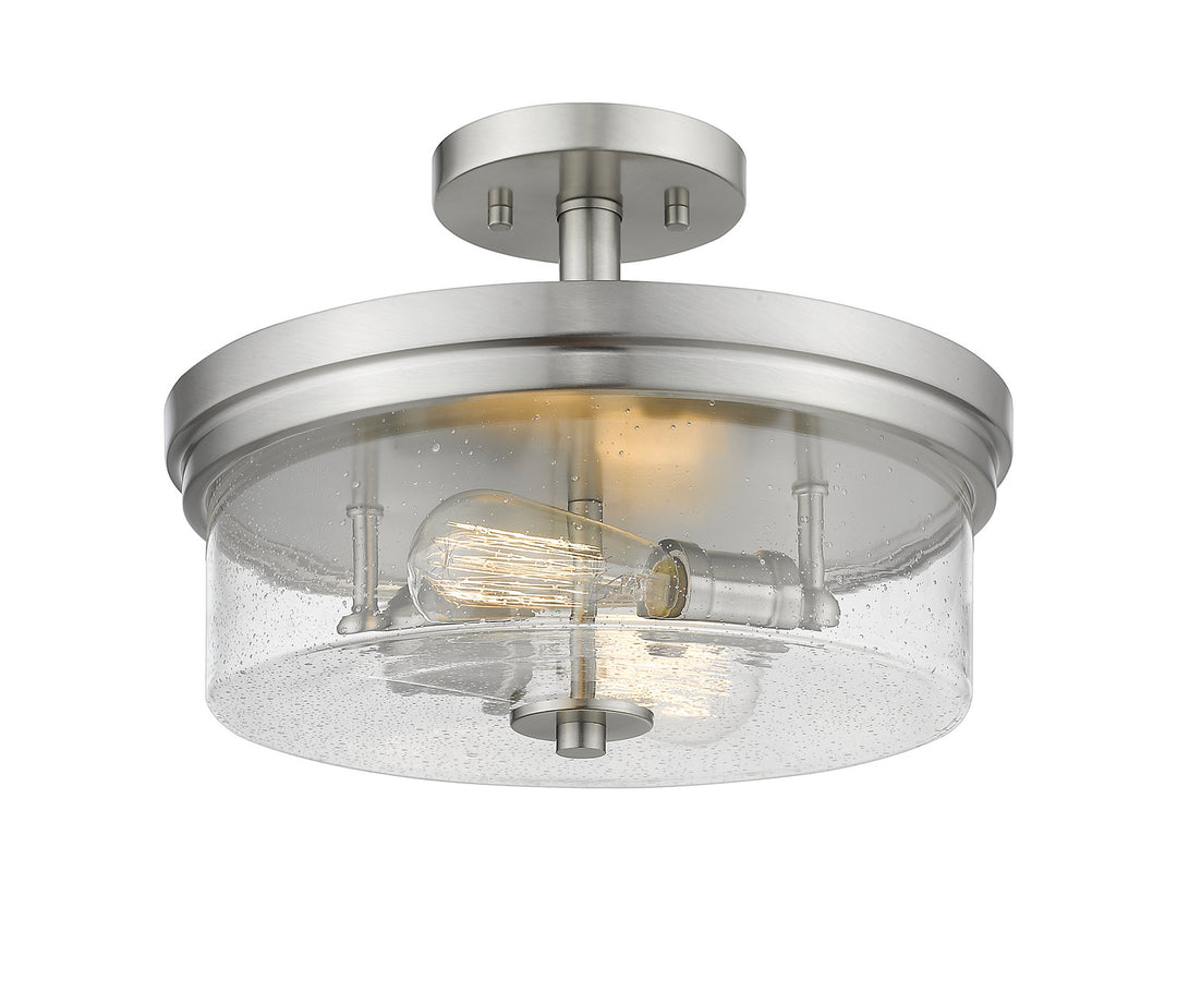 Bohin Two Light Semi Flush Mount in Brushed Nickel - available from The Lighting Shoppe, trusted by Canadian homeowners