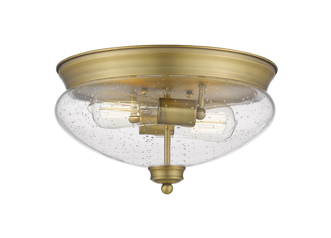 Amon Two Light Flush Mount in Heritage Brass - available from The Lighting Shoppe, trusted by Canadian homeowners