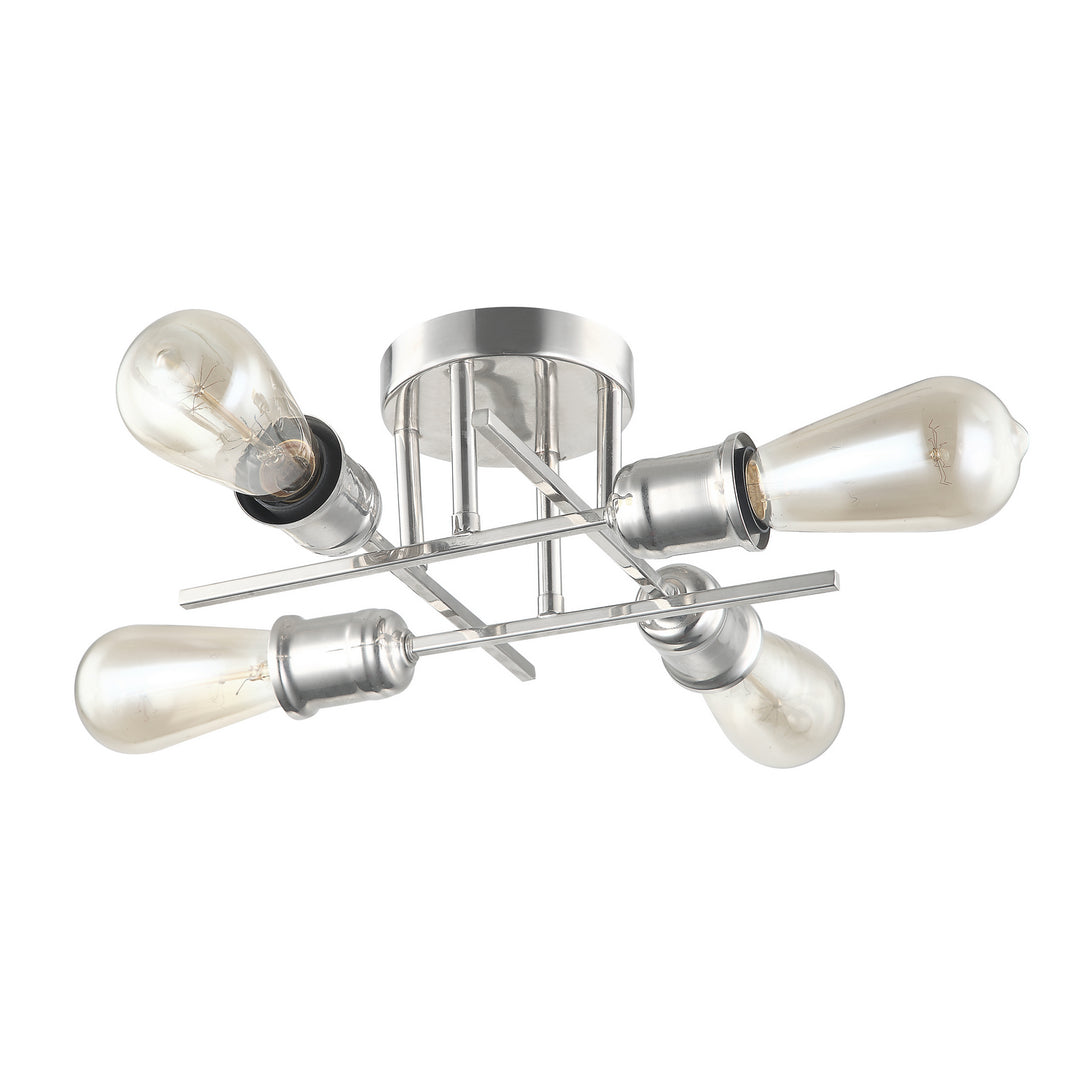 Nebraska Four Light Flush Mount in Polished Chrome - available from The Lighting Shoppe, trusted by Canadian homeowners
