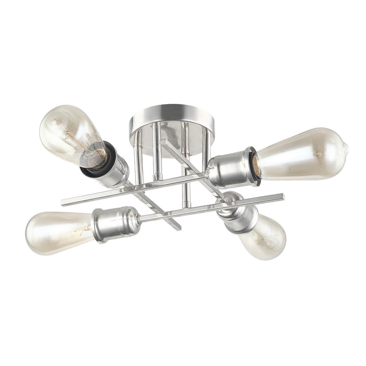 Nebraska Four Light Flush Mount in Polished Chrome - available from The Lighting Shoppe, trusted by Canadian homeowners