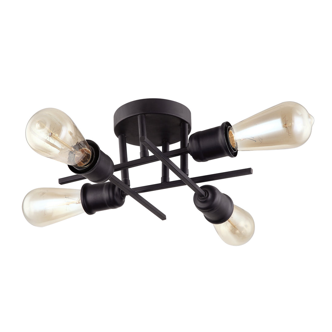 Nebraska Four Light Flush Mount in Black - available from The Lighting Shoppe, trusted by Canadian homeowners