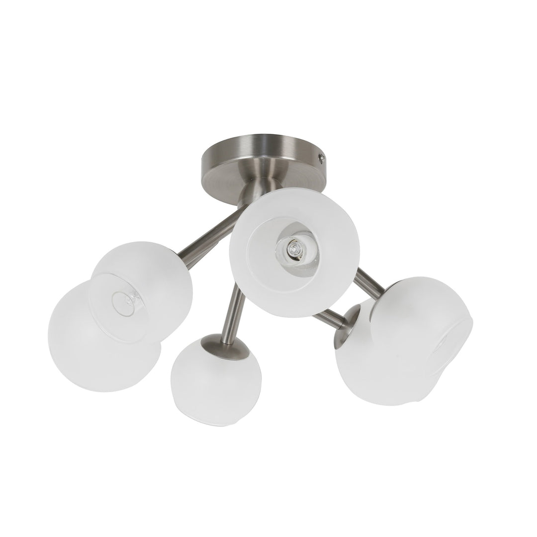 Tanglewood Six Light Semi Flush Mount in Satin Chrome - available from The Lighting Shoppe, trusted by Canadian homeowners
