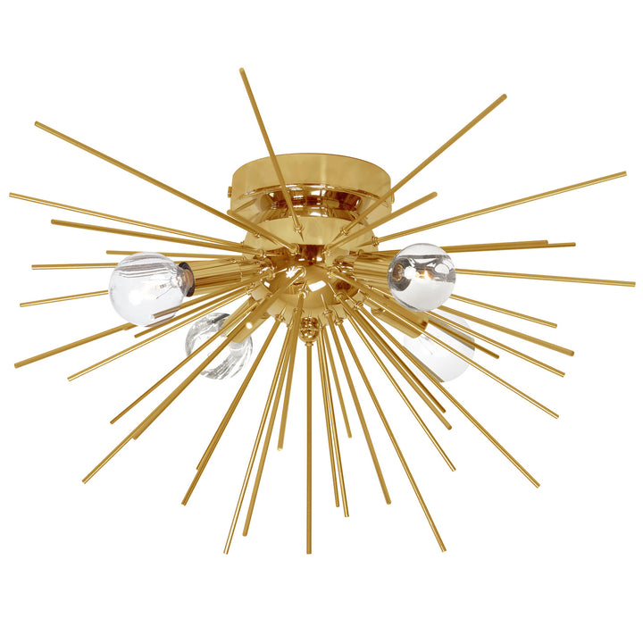 Vega Four Light Flush Mount in Aged Brass - available from The Lighting Shoppe, trusted by Canadian homeowners