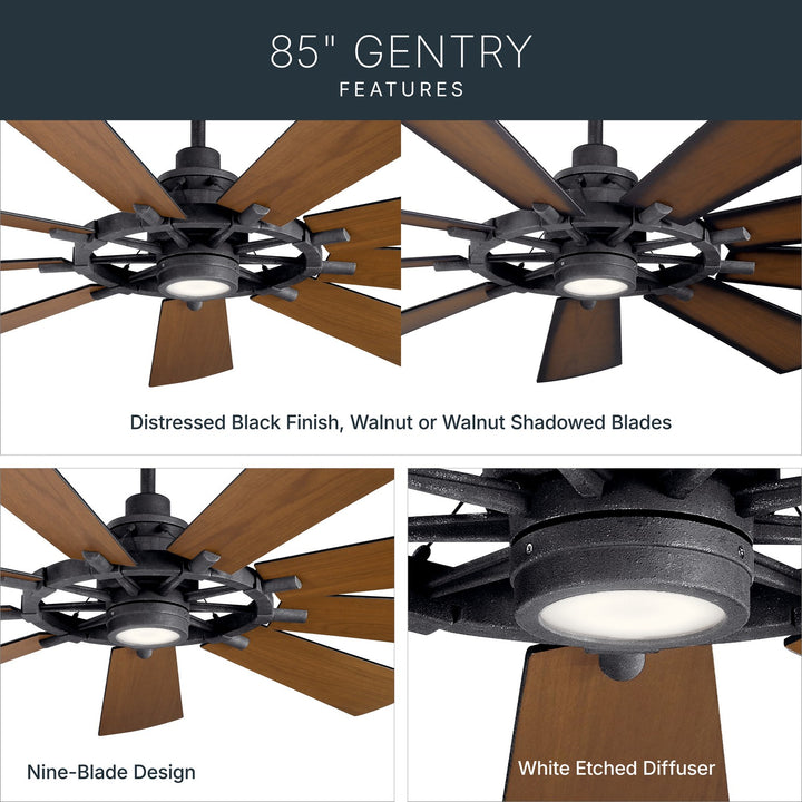 Kichler Canada - 300285DBK - 85"Ceiling Fan - Gentry Xl - Distressed Black