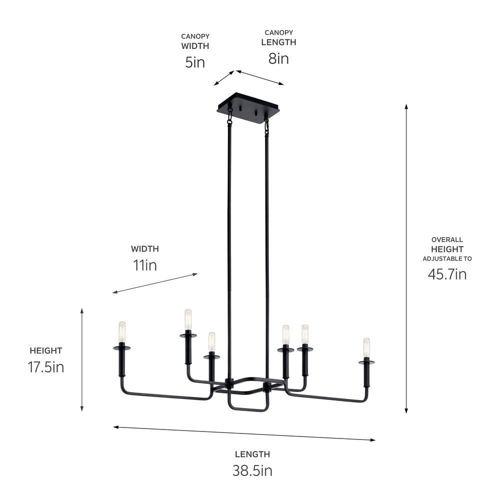 Kichler Canada - 43362BK - Six Light Linear Chandelier - Alden - Black